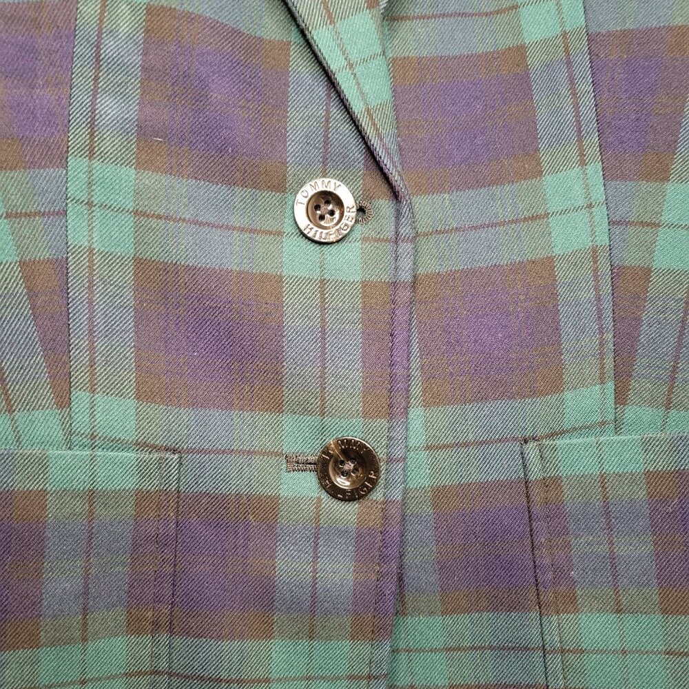 Tommy Hilfiger Plaid Blazer Sz 10 Boss Lady Vibe - Picture 7 of 14